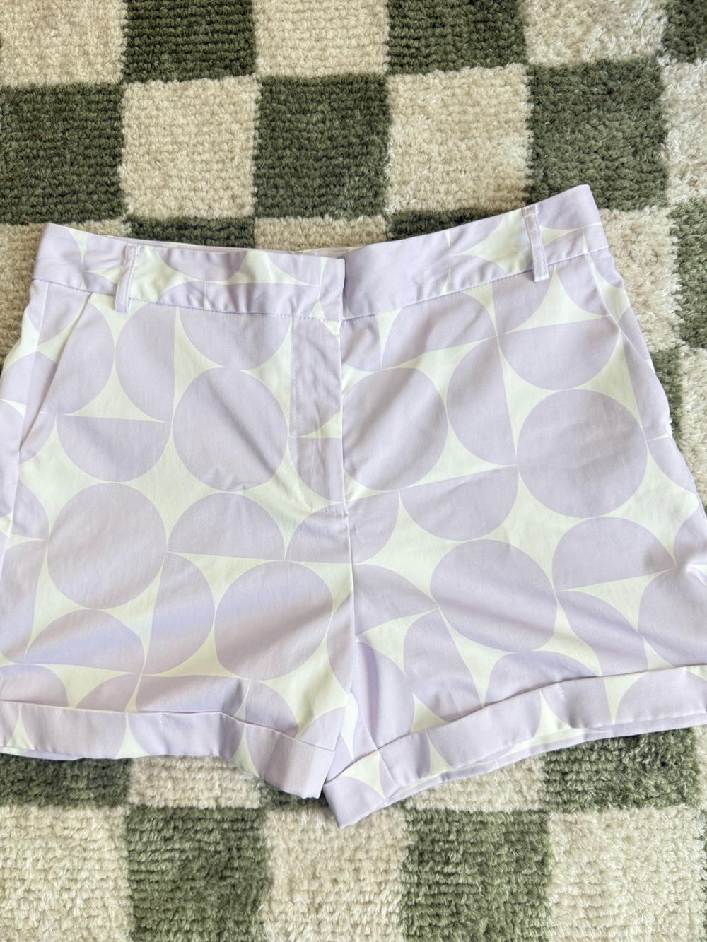 Lavender Geometric Print High Waisted Women’s Shorts